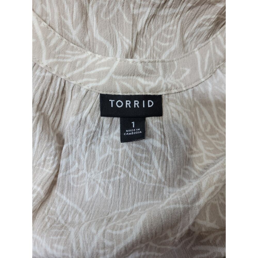 Torrid Womens SZ 1 14/16 1x Washable Crinkle Gauze V-Neck Flutter Short Sleeve - Picture 4 of 4
